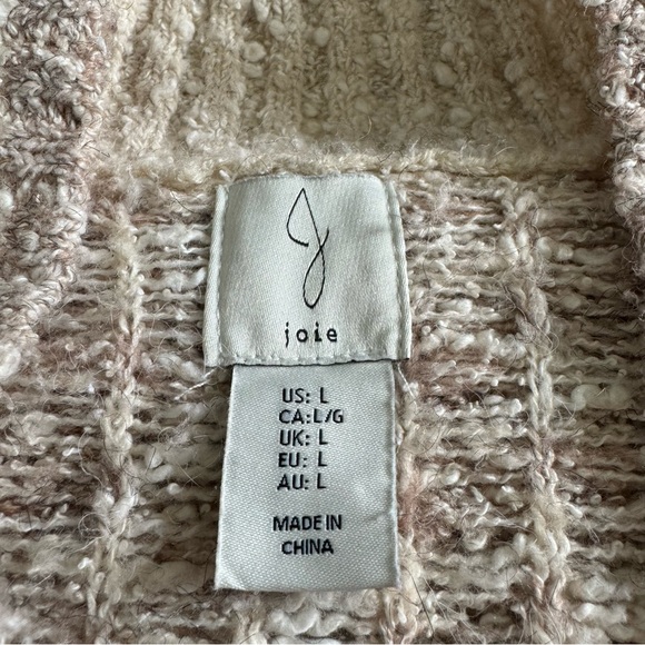 Joie Brown Nordic Long Cardigan Sweater Coat Wool Blend Nubby Knit Fall Large - Picture 3 of 6